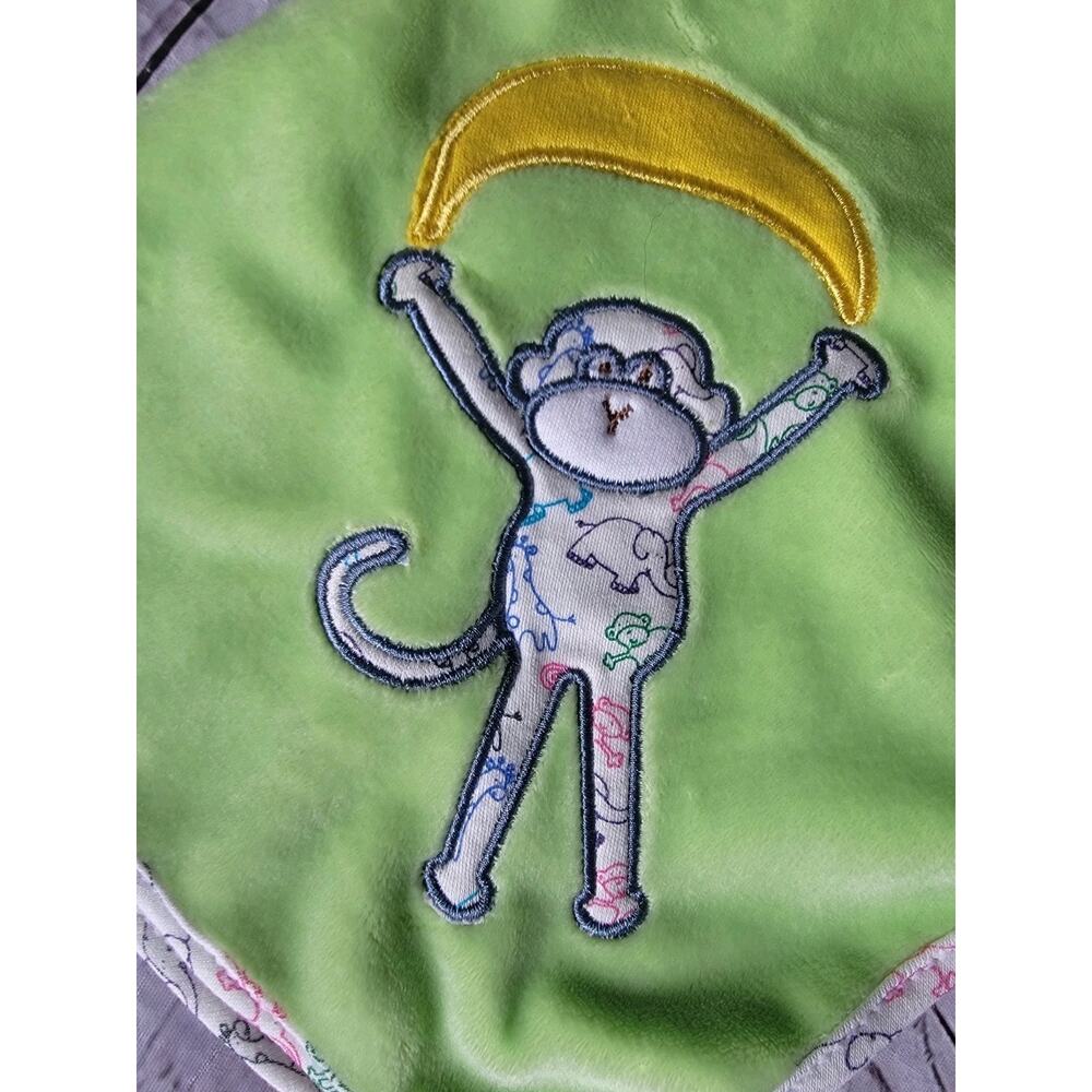 Aurora Baby Green Monkey Banana Security Blanket Lovey Jungle Safari Animals 14"